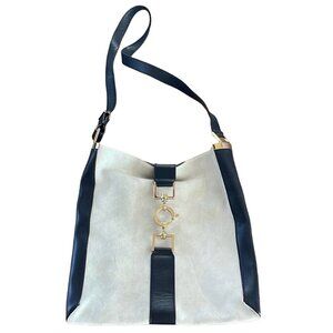 Vintage , Tom Ford era, Gucci, ivory suede & black leather, Jackie hobo shoulder